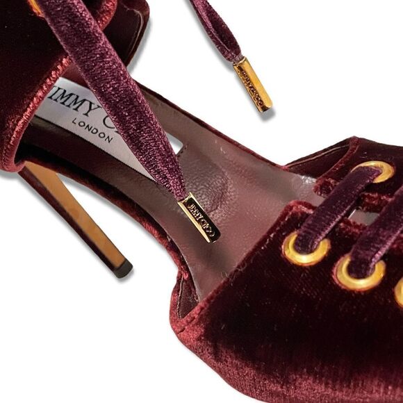 Jimmy Choo Velvet lace-up Tie Heels |Size:IT38| - Picture 5 of 12